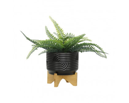 Sagebrook - 7" Abstract Ceramic Planter On Stand in Black