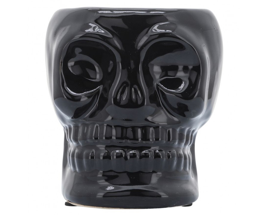 Sagebrook 5" Ceramic Skull Vase - Black