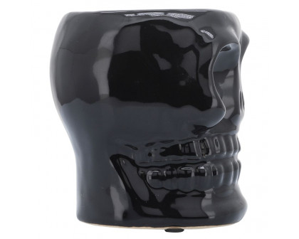 Sagebrook 5" Ceramic Skull Vase - Black