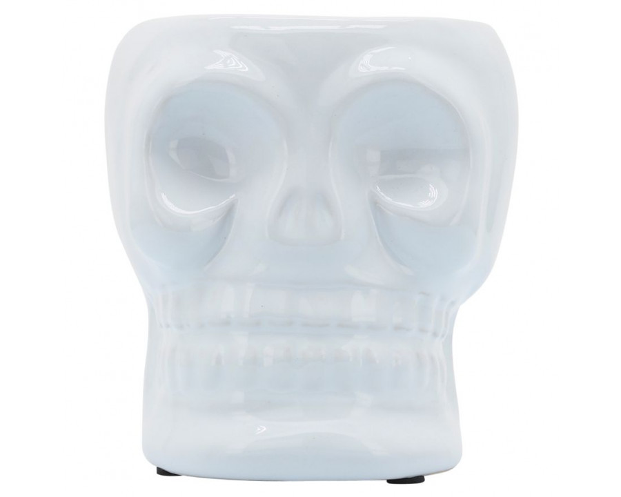 Sagebrook 5" Ceramic Skull Vase - White