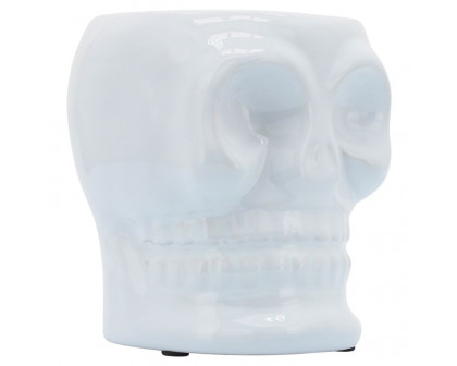 Sagebrook 5" Ceramic Skull Vase - White