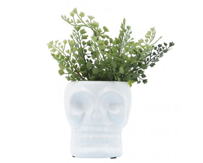 Sagebrook 5" Ceramic Skull Vase - White