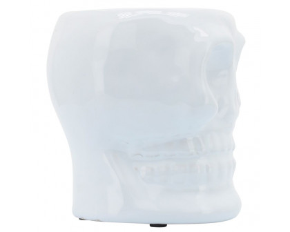 Sagebrook 5" Ceramic Skull Vase - White