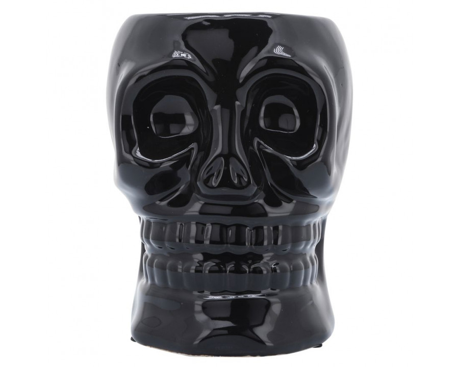 Sagebrook 6" Ceramic Skull Vase - Black