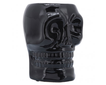 Sagebrook 6" Ceramic Skull Vase - Black