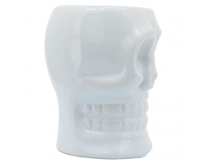 Sagebrook 6" Ceramic Skull Vase - White