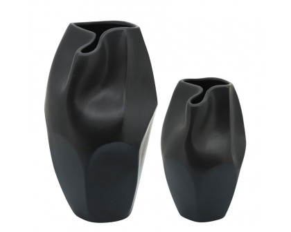 Sagebrook 10" Ceramic Abstract Vase - Black