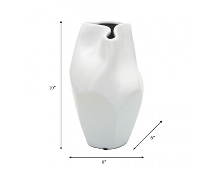 Sagebrook 10" Ceramic Abstract Vase - White