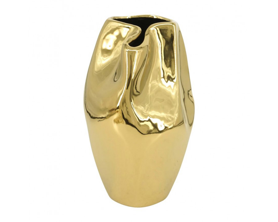 Sagebrook 10" Ceramic Abstract Vase - Gold