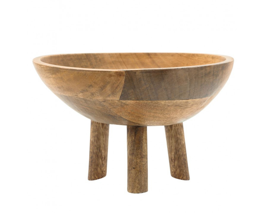 Sagebrook 10" Wood Bowl With 3 Legs - Natural