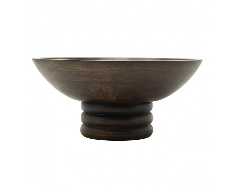 Sagebrook 12" Round Bowl With Ribbed Base Wood