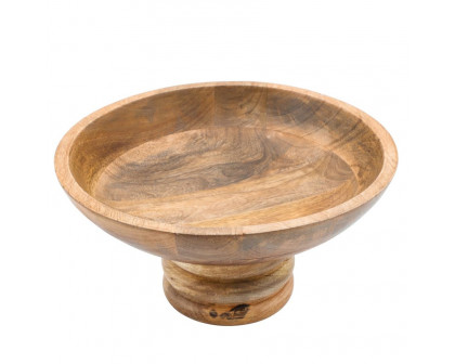 Sagebrook 12" Round Bowl With Ribbed Base Wood