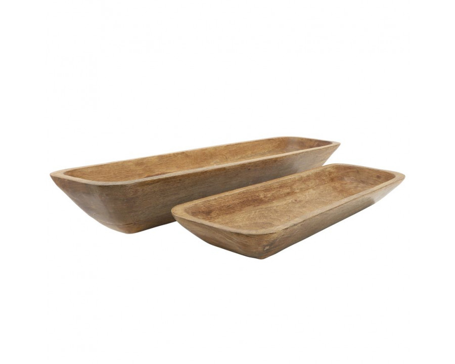 Sagebrook - 23"/30" Wood Rectangular Bowls (Set Of 2) in Brown