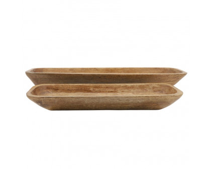 Sagebrook - 23"/30" Wood Rectangular Bowls (Set Of 2) in Brown