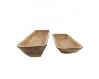 Sagebrook - 23"/30" Wood Rectangular Bowls (Set Of 2) in Brown