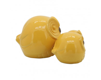 Sagebrook 8" Ceramic Owls (Set Of 3) - Yellow