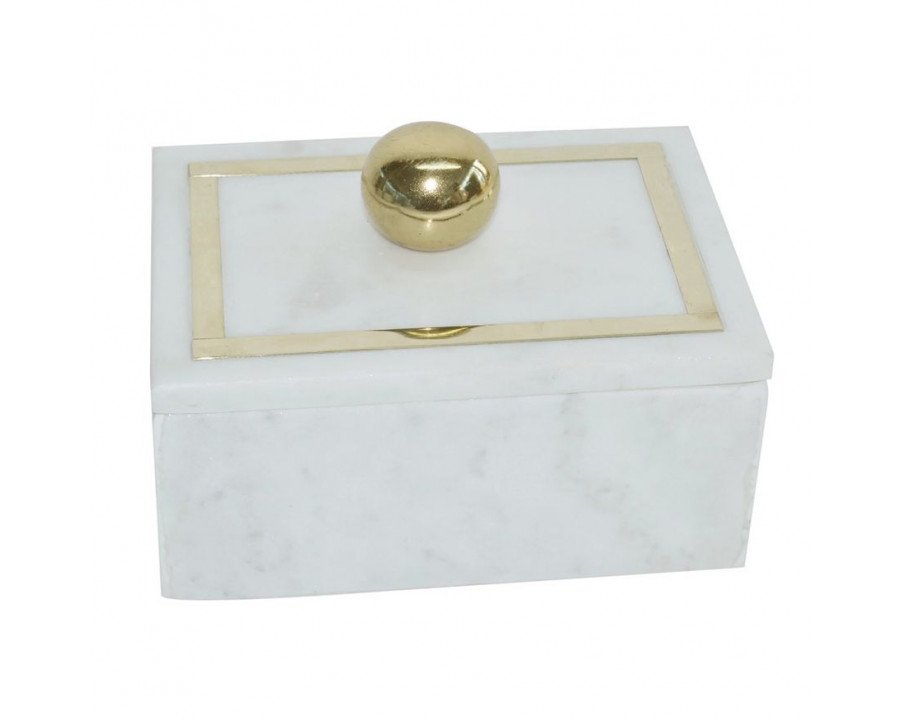 Sagebrook 7"x5" Marble Rectangular Box Knob - White