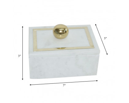 Sagebrook 7"x5" Marble Rectangular Box Knob - White