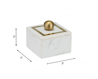 Sagebrook 5"x5" Marble Box Knob - White