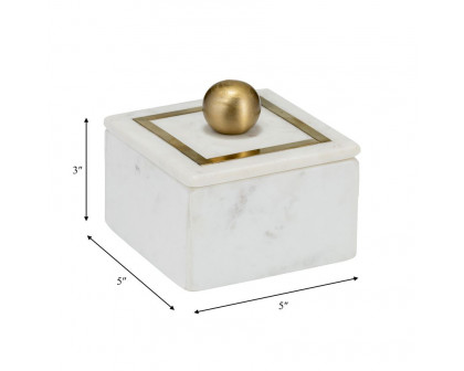 Sagebrook 5"x5" Marble Box Knob - White