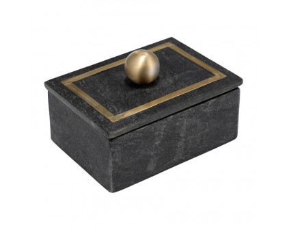 Sagebrook 7"x5" Marble Rectangular Box Knob - Black