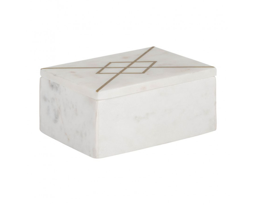 Sagebrook - 7"x5" Marble Box With Inlay in White