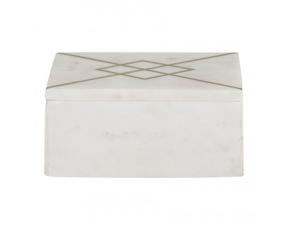 Sagebrook - 7"x5" Marble Box With Inlay in White