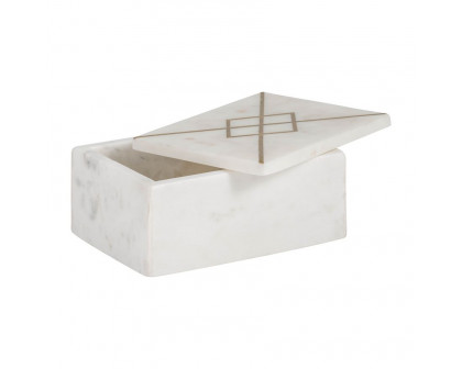 Sagebrook - 7"x5" Marble Box With Inlay in White