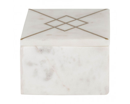 Sagebrook - 7"x5" Marble Box With Inlay in White