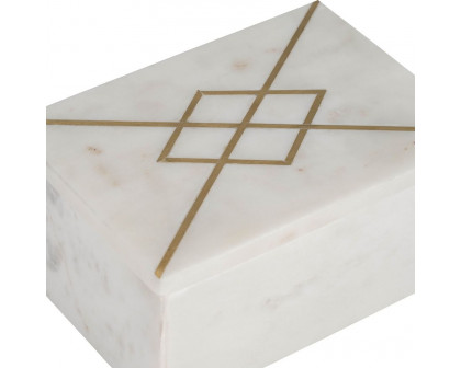 Sagebrook - 7"x5" Marble Box With Inlay in White