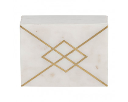 Sagebrook - 7"x5" Marble Box With Inlay in White