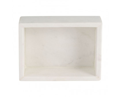 Sagebrook - 7"x5" Marble Rectangular Box Brass Inlay in White