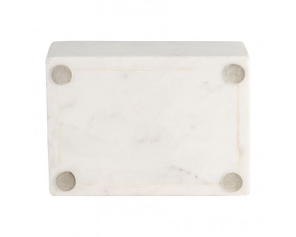 Sagebrook - 7"x5" Marble Rectangular Box Brass Inlay in White