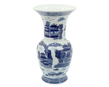 Sagebrook 16" Ceramic Chinoiserie Vase - Blue