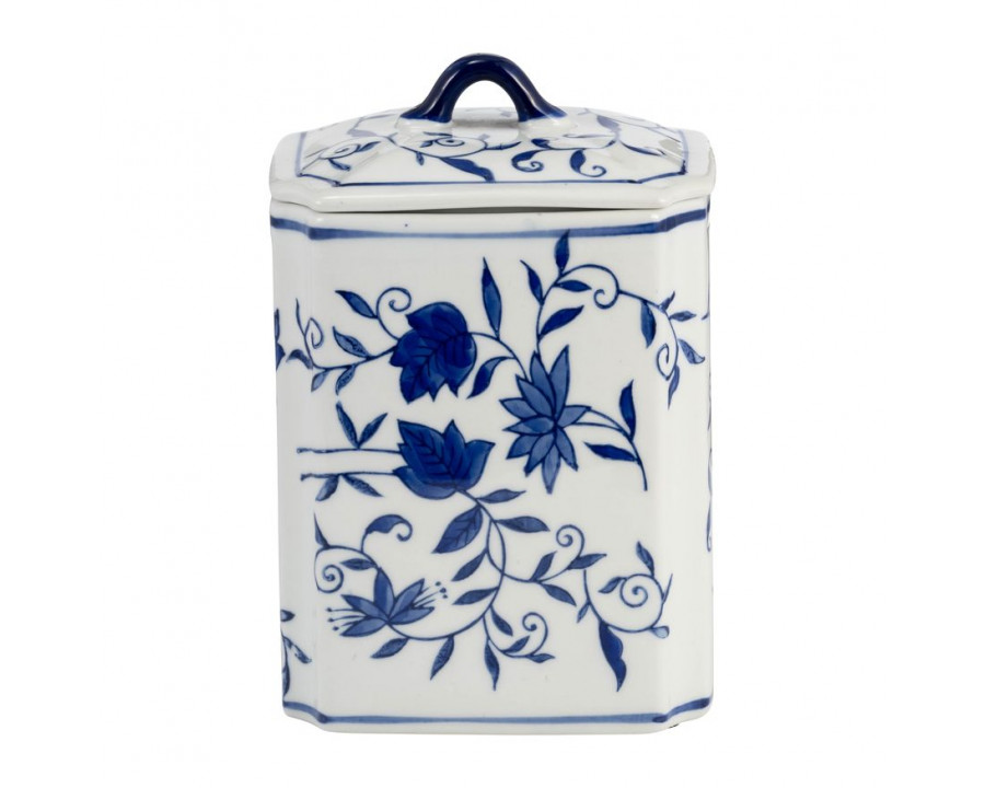 Sagebrook - 8" Ceramic Box Jar With Lid in Blue