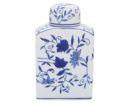 Sagebrook - 9" Ceramic Rectangular Jar in Blue