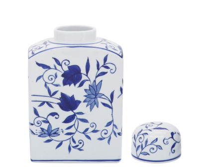 Sagebrook - 9" Ceramic Rectangular Jar in Blue