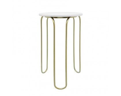 Sagebrook Metal End Table Set - White/Gold