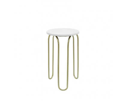 Sagebrook Metal End Table Set - White/Gold