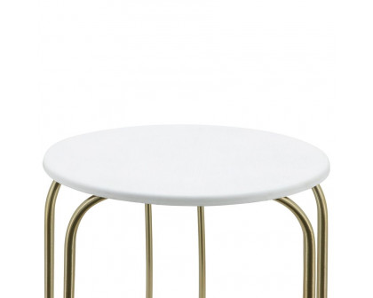 Sagebrook Metal End Table Set - White/Gold