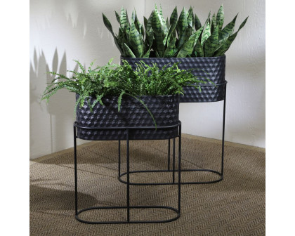 Sagebrook 20/24" Oval Metal Planters (Set Of 2) - Black