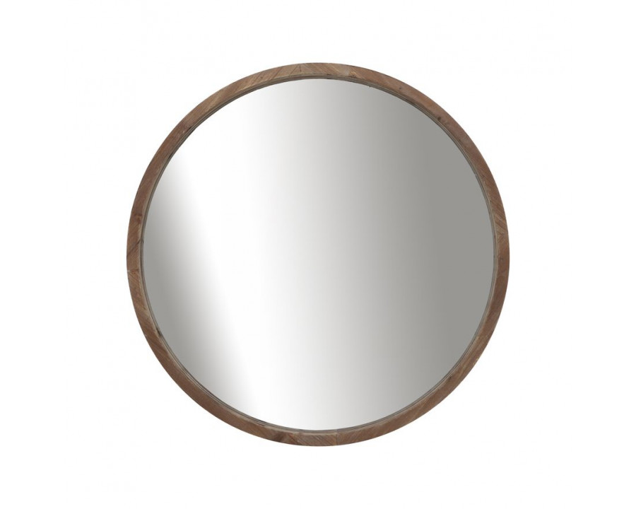 Sagebrook Wood Round Mirror - Brown