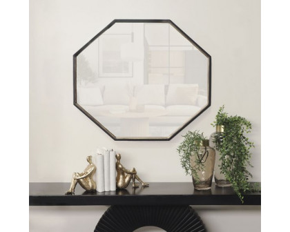 Sagebrook Metal Octagonal Mirror - Black/Gold