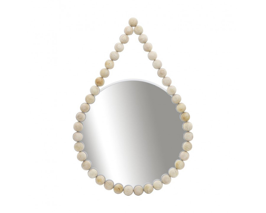 Sagebrook Wood Beaded Mirror - White