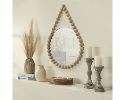 Sagebrook Wood Beaded Mirror - White