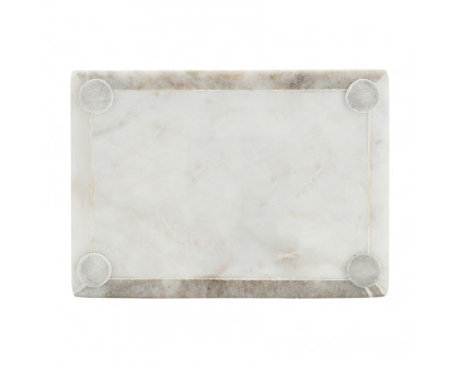 Sagebrook - 7"x5" Marble Rectagular Box WithInlay in White/Brown