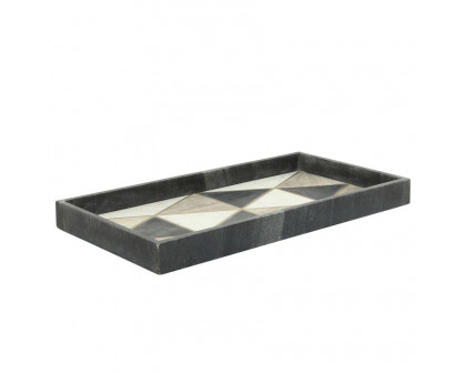 Sagebrook - 9"x18" Marble Rectangular Tray in Black/White