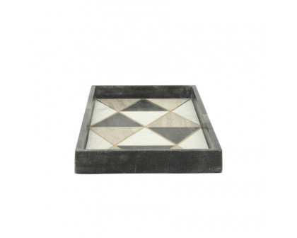 Sagebrook - 9"x18" Marble Rectangular Tray in Black/White