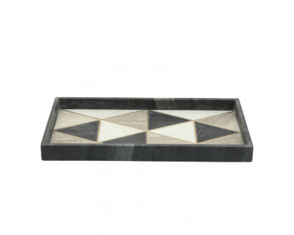 Sagebrook - 9"x18" Marble Rectangular Tray in Black/White