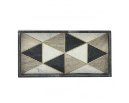 Sagebrook - 9"x18" Marble Rectangular Tray in Black/White